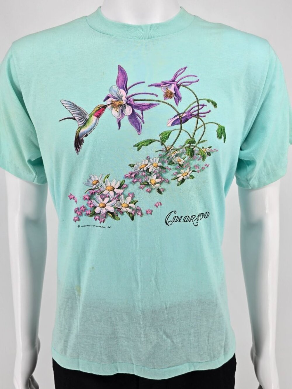 Vintage 1980s Habitat Softwear Inc. Colorado Hummingbird & Wildfire T-Shirt (M)